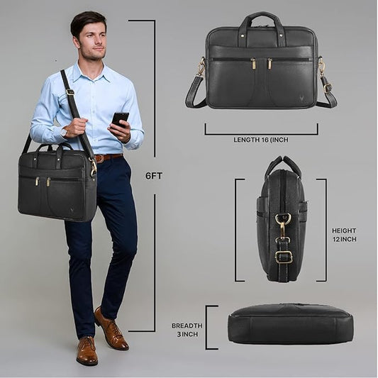 WildHorn Genuine Leather 15.6" Office Laptop Bag for Men | Professional Briefcase Bag