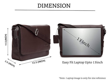 WildHorn Leather Messenger Bag for Men | Office & Laptop Bag 13.5"