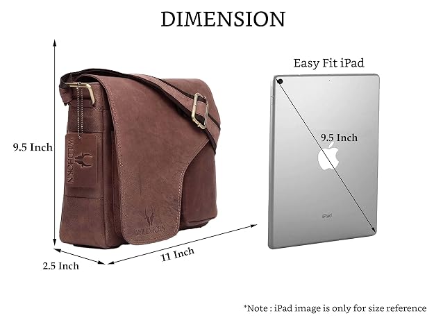 Genuine Leather Messenger Bag | Men | Flap Closure | Laptop & Office