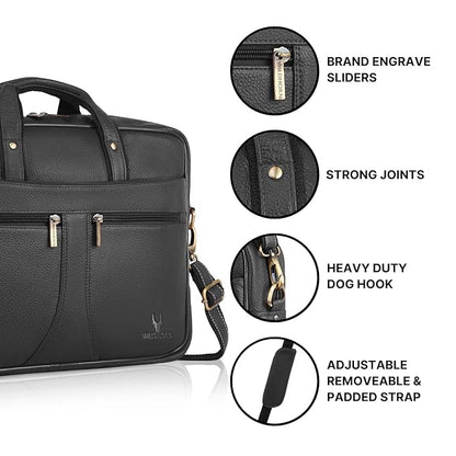 WildHorn Genuine Leather 15.6" Office Laptop Bag for Men | Professional Briefcase Bag
