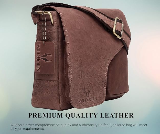 Genuine Leather Messenger Bag | Men | Flap Closure | Laptop & Office