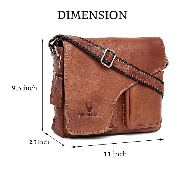 Genuine Leather Messenger Bag | Men | Flap Closure | Laptop & Office