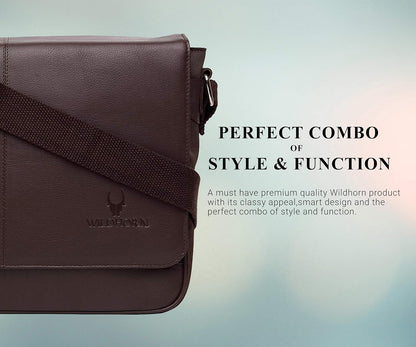 WildHorn Leather Messenger Bag for Men | Office & Laptop Bag 13.5"