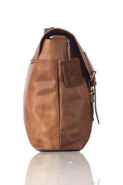 WildHorn Full Grain Leather Laptop Messenger Bag 15" | Office & Travel Bag for Men