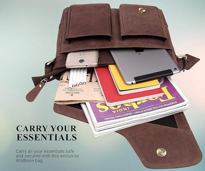 Genuine Leather Messenger Bag | Men | Flap Closure | Laptop & Office
