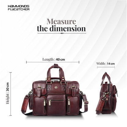 Genuine Leather Executive Office Bag | 15.6" Laptop Briefcase for Men