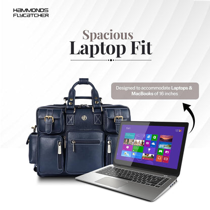 Genuine Leather Executive Office Bag | 15.6" Laptop Briefcase for Men