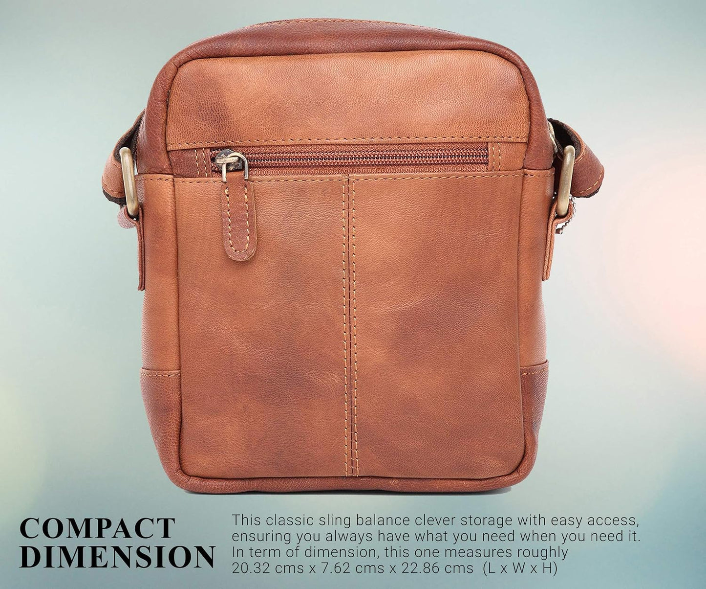 WildHorn genuine leather mini sling bag men tan vintage dimension size reference — bags.mu Mauritius