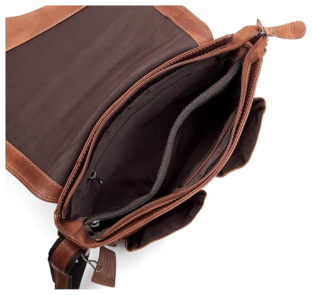 Genuine Leather Messenger Bag | Men | Flap Closure | Laptop & Office