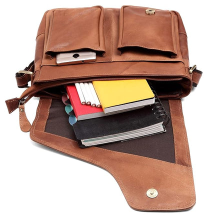 Genuine Leather Messenger Bag | Men | Flap Closure | Laptop & Office