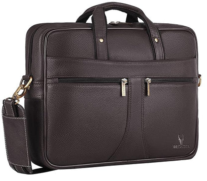 WildHorn Genuine Leather 15.6" Office Laptop Bag for Men | Professional Briefcase Bag