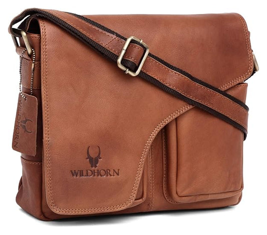 Genuine Leather Messenger Bag | Men | Flap Closure | Laptop & Office