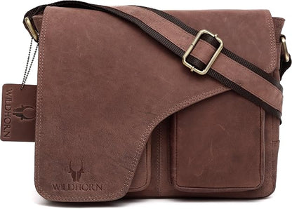 Genuine Leather Messenger Bag | Men | Flap Closure | Laptop & Office