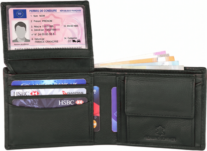 Portefeuille homme en cuir véritable | Multi-cartes et porte-monnaie