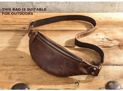 Contacts Leather Hip Bag worn Crossbody – 3-Way Carry Sling Style