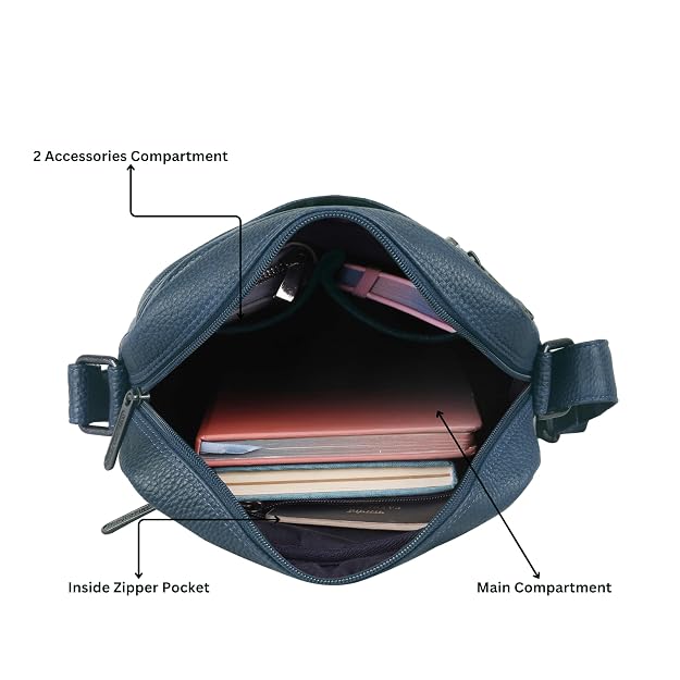 WildHorn genuine leather crossbody messenger bag men blue capacity tablet essentials — bags.mu Mauritius