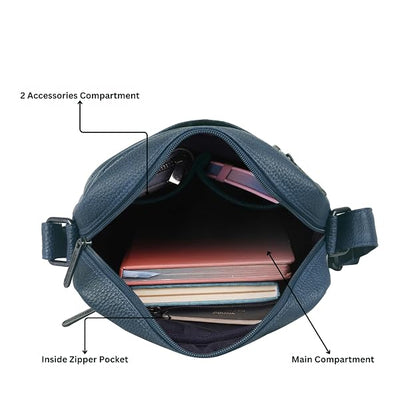 WildHorn genuine leather crossbody messenger bag men blue capacity tablet essentials — bags.mu Mauritius
