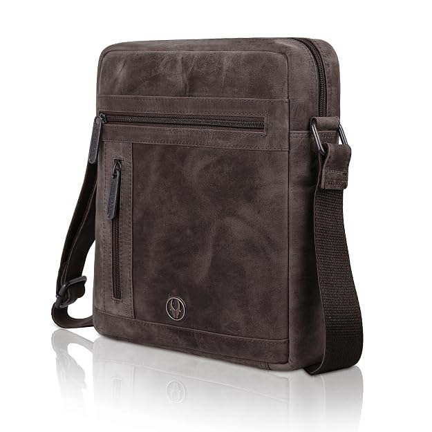 WildHorn genuine leather crossbody messenger bag men brown hunter capacity tablet — bags.mu Mauritius