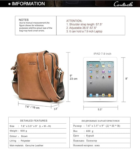 Genuine leather tan sling bag lifestyle shot wooden surface — bags.mu Mauritius