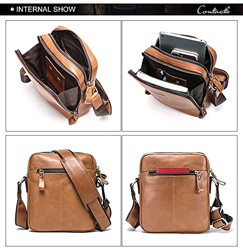 Genuine leather tan messenger bag adjustable shoulder strap 13.5 to 25 inches — bags.mu Mauritius