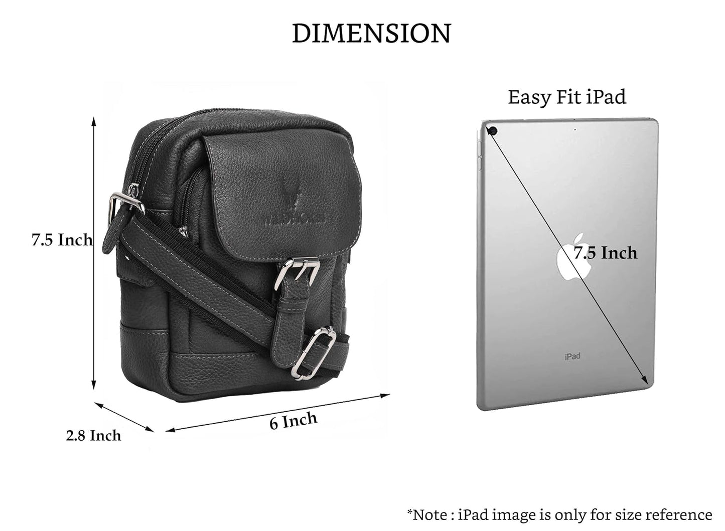 WildHorn genuine leather mini sling bag men black back view zip pocket — bags.mu Mauritius
