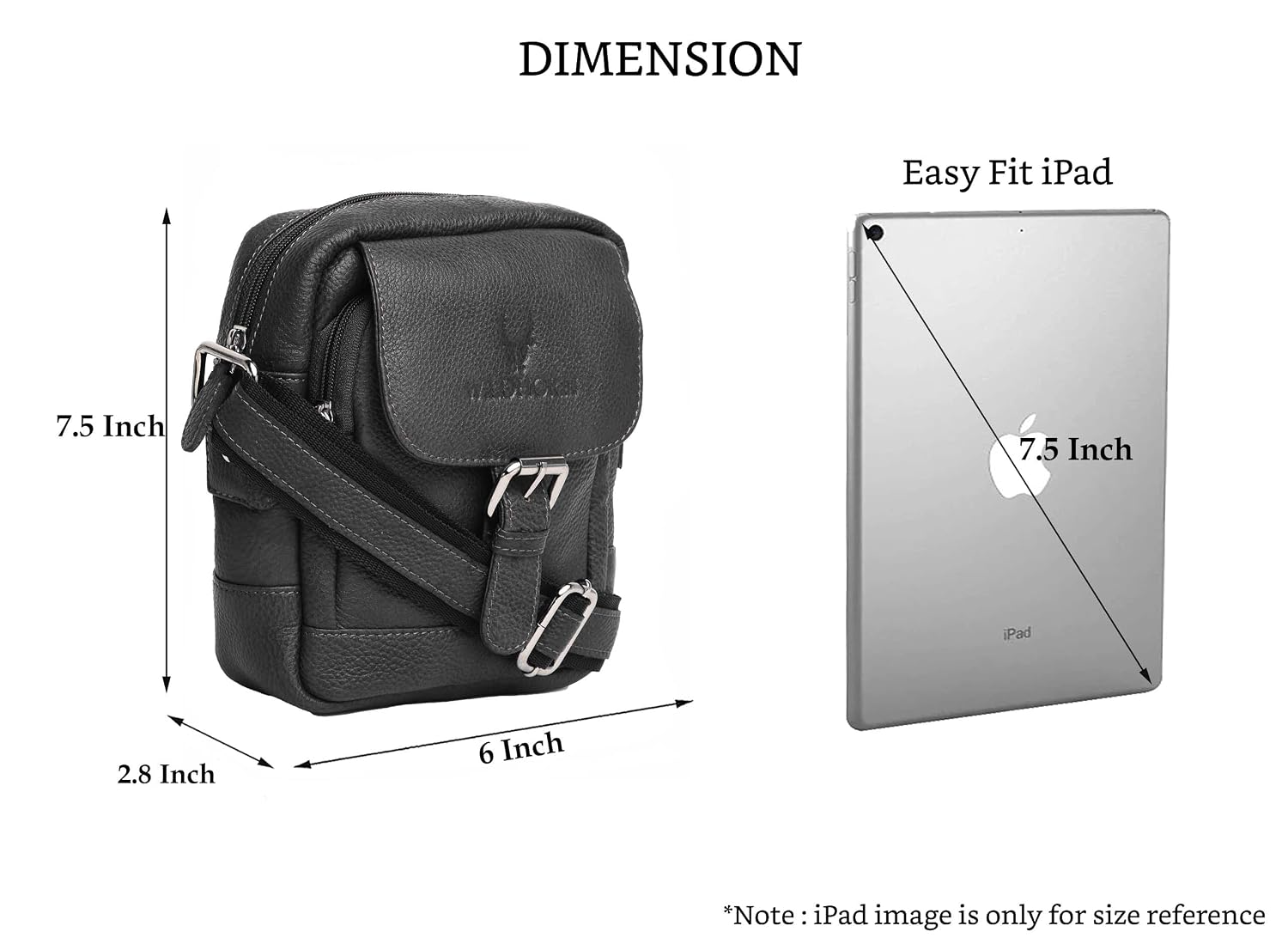 WildHorn genuine leather mini sling bag men black back view zip pocket — bags.mu Mauritius
