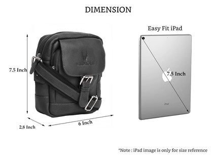 WildHorn genuine leather mini sling bag men black back view zip pocket — bags.mu Mauritius