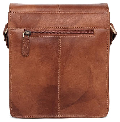 genuine leather sling bag men brown tan hardware detail Mauritius bags.mu