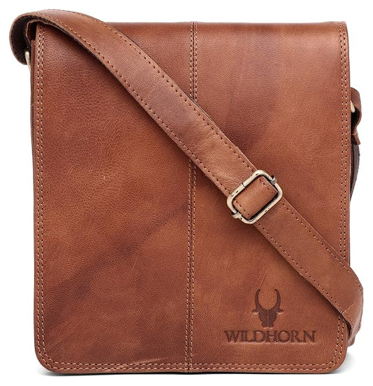 genuine leather sling bag men brown tan worn crossbody Mauritius bags.mu
