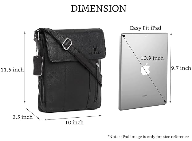 WildHorn genuine leather sling bag men black back view zip pocket — bags.mu Mauritius