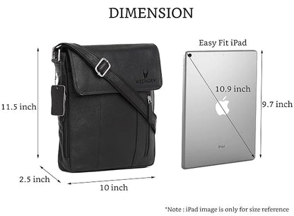 WildHorn genuine leather sling bag men black back view zip pocket — bags.mu Mauritius