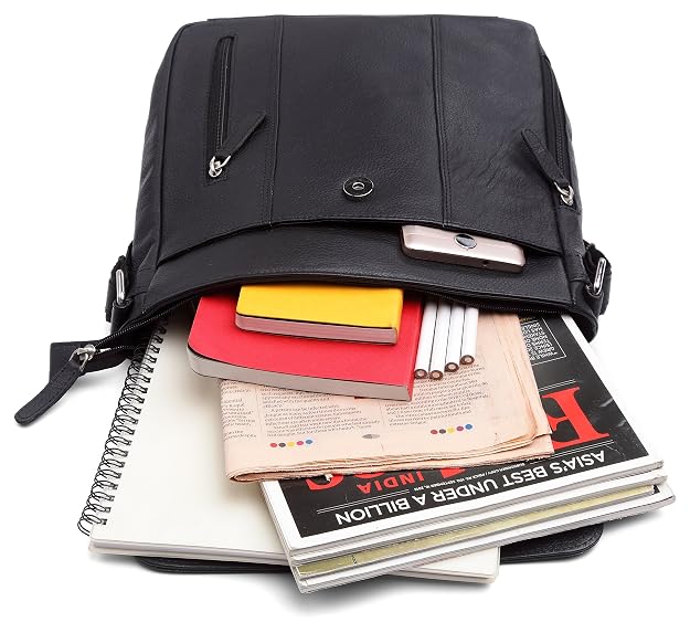 WildHorn genuine leather sling bag men black capacity tablet documents daily essentials — bags.mu Mauritius