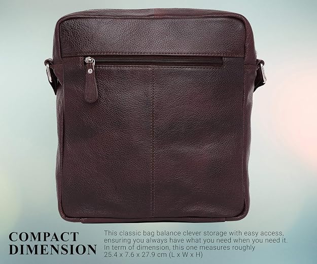 WildHorn genuine leather sling messenger bag men brown dimensions 11x12.5 inch — bags.mu Mauritius