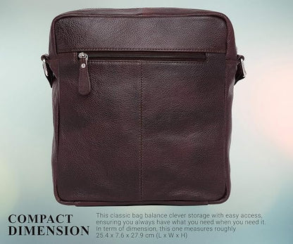 WildHorn genuine leather sling messenger bag men brown dimensions 11x12.5 inch — bags.mu Mauritius