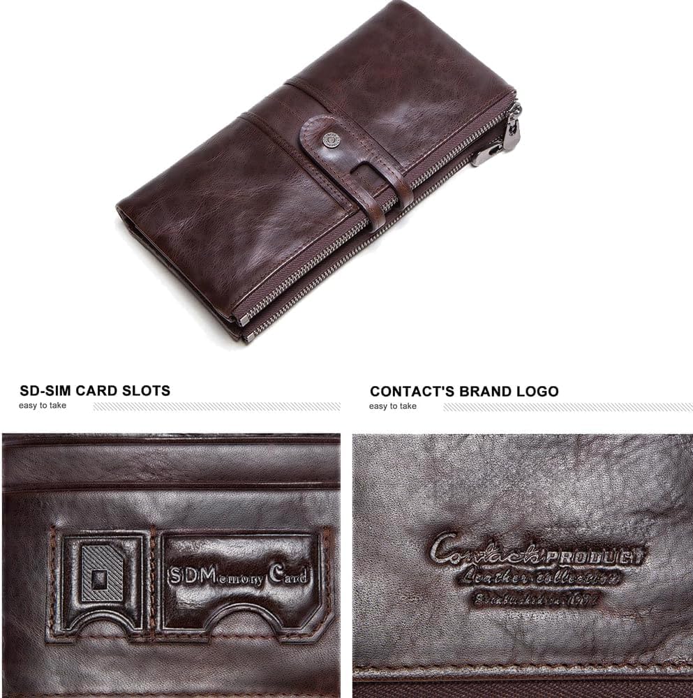 Genuine leather women's wallet brown capacity cards cash essentials — bags.mu Mauritius