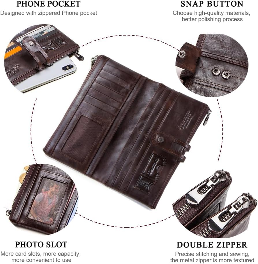 Genuine leather women's wallet brown interior card slots cash compartment — bags.mu Mauritius