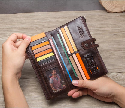 Genuine leather women's wallet brown open card slots organiser — bags.mu Mauritius
