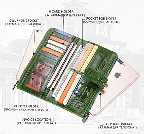 Genuine leather women's wallet green open card slots organiser — bags.mu Mauritius