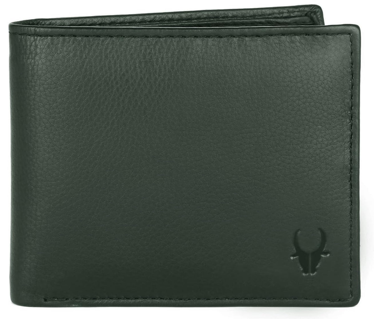 Men olive green genuine leather bifold wallet in matte black gift box Bags.mu