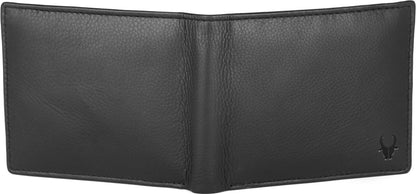 Slim 2cm black genuine leather bifold wallet side profile Bags.mu