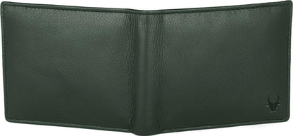 Dual cash and billfold compartments on men green leather wallet Bags.mu
