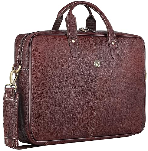 WildHorn genuine leather office bag for men in black — front, side, back and bottom view — bags.mu Mauritius
