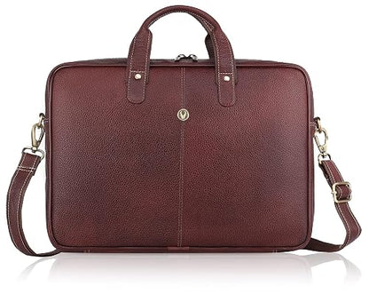 WildHorn genuine leather office bag for men in brown — clean front view with adjustable shoulder strap and brass hardware — bags.mu Mauritius