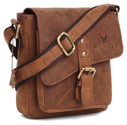 WildHorn Leather Crossbody Sling Bag Tan Hunter – Side Profile View