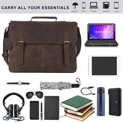 WildHorn leather laptop bag for men - side profile view - bags.mu Mauritius