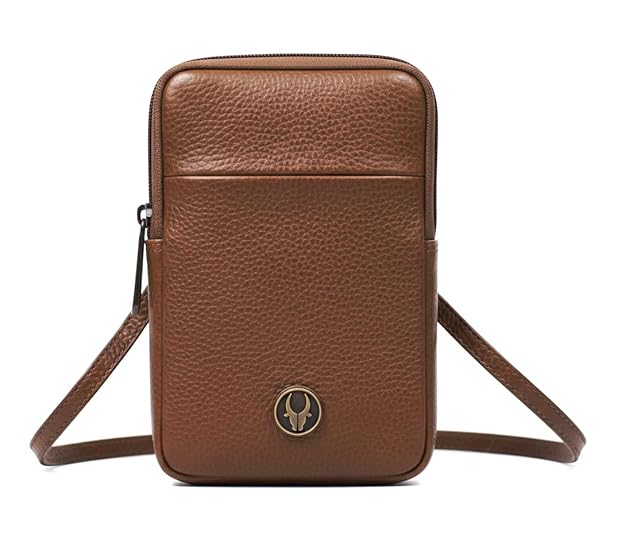 WildHorn Genuine Leather Mobile Pouch Walnut worn Crossbody – bags.mu Mauritius